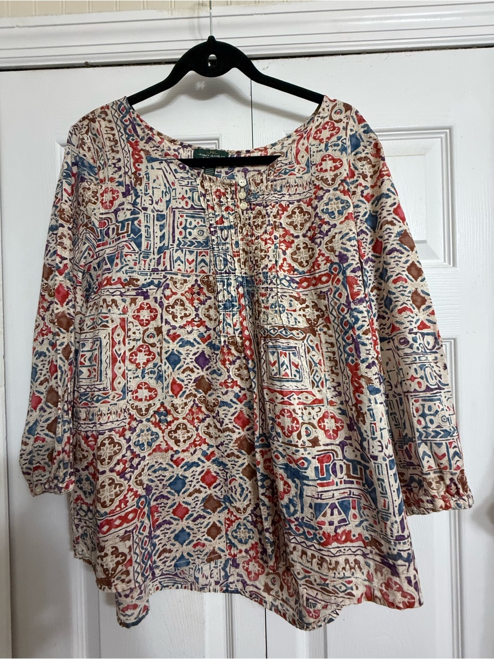 Lauren Ralph Lauren Multicolor Tile-Print Peasant Blouse